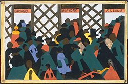 Jacob Lawrence, The Migration Series, No. 1: During World War I there was a great migration north by southern African Americans., 1940-41